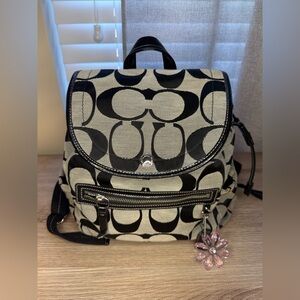 Coach Kyra Signature C Backpack Jacquard in Black/Silver